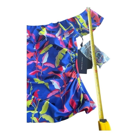 Tommy Hilfiger BLUE MULTI Ruffle Tankini Swim Top NEW XS Style TZ2KH242 NEW - Picture 7 of 14